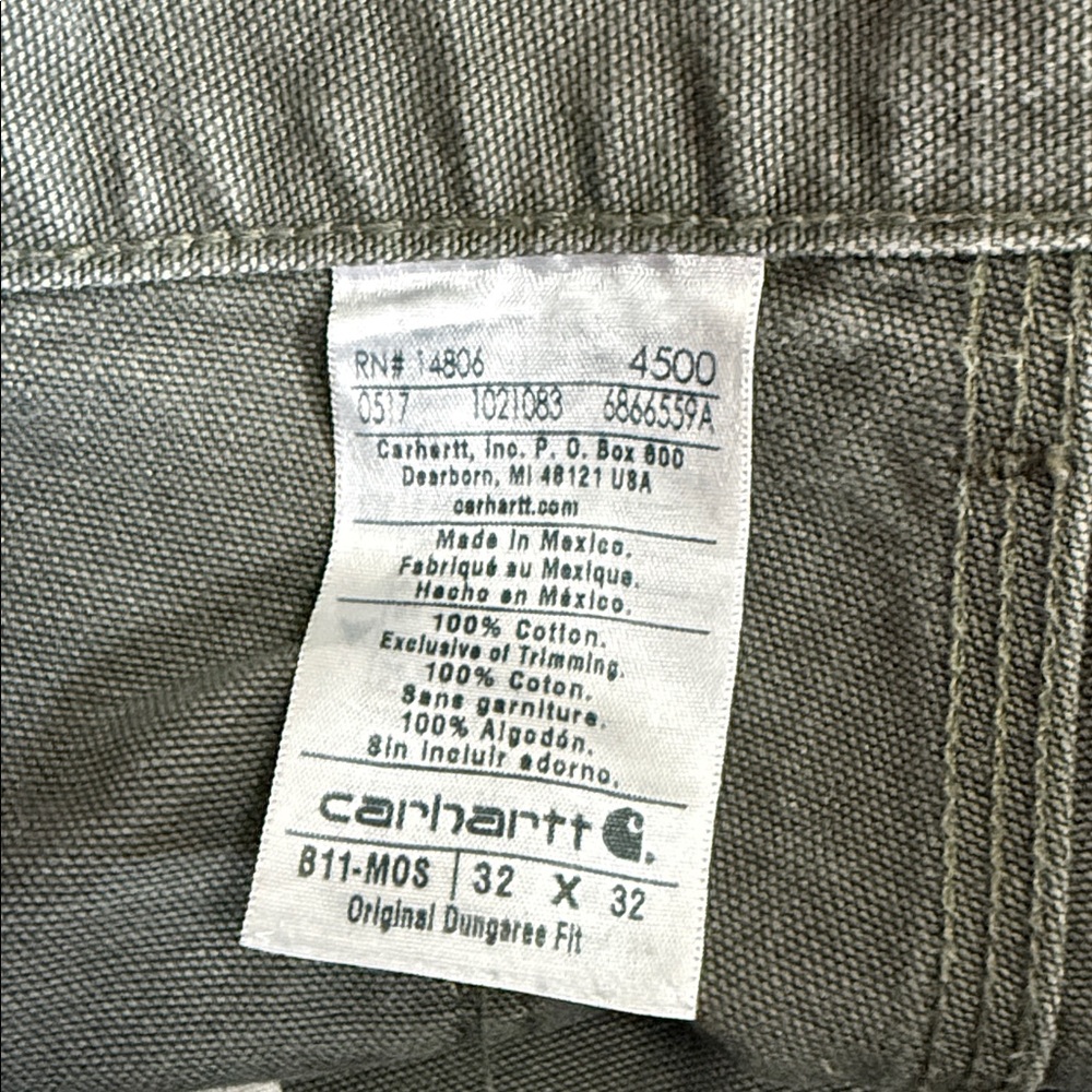 Carhartt Original Dungaree fit 32x32 💯 cotton. Green - Picture 5 of 10